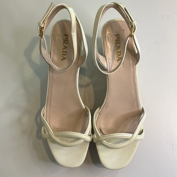 Prada strappy wedge sandal in ivory - Picture 2 of 9